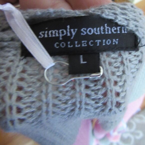 New w Tags, Simply Southern Collection, Pink & Gray Long Cardigan SZ Large - Picture 7 of 7